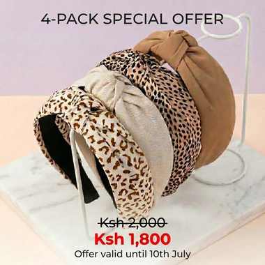 4-Pack Knotted Headband Set (Leopard & Nude)